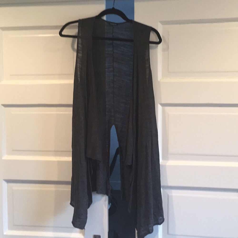 Sleeveless open front sweater